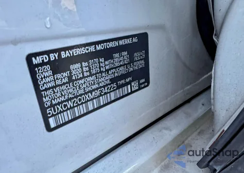 2021 BMW X7 xDrive40I z USA, uszkodzony, nr VIN 5UXCW2C0XM9F34225